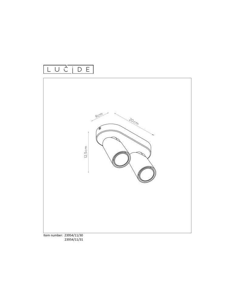 Lampy sufitowe reflektory - Lucide XYRUS  Sufitowa 2xGU10 biały 23954/11/31 - produkt kolory-swiatla.pl 6