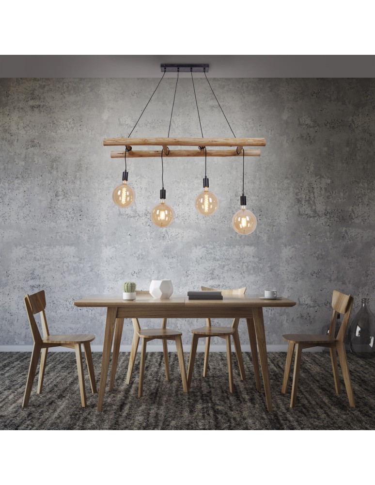 Paul Neuhaus Edgar Lampa Wisząca Czarny/Drewno 15025-18