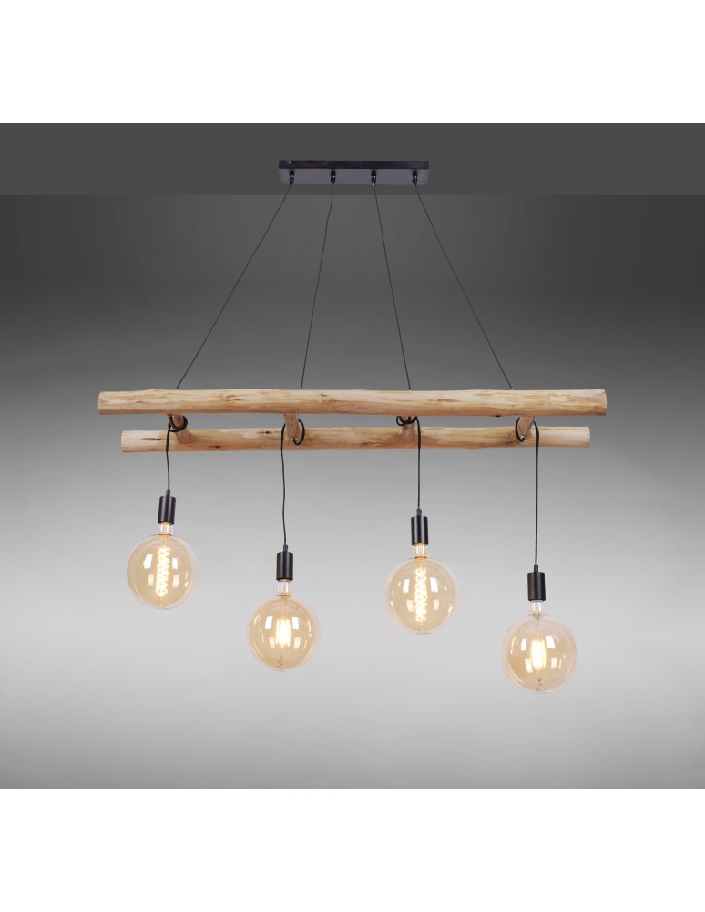 Paul Neuhaus Edgar Lampa Wisząca Czarny/Drewno 15025-18
