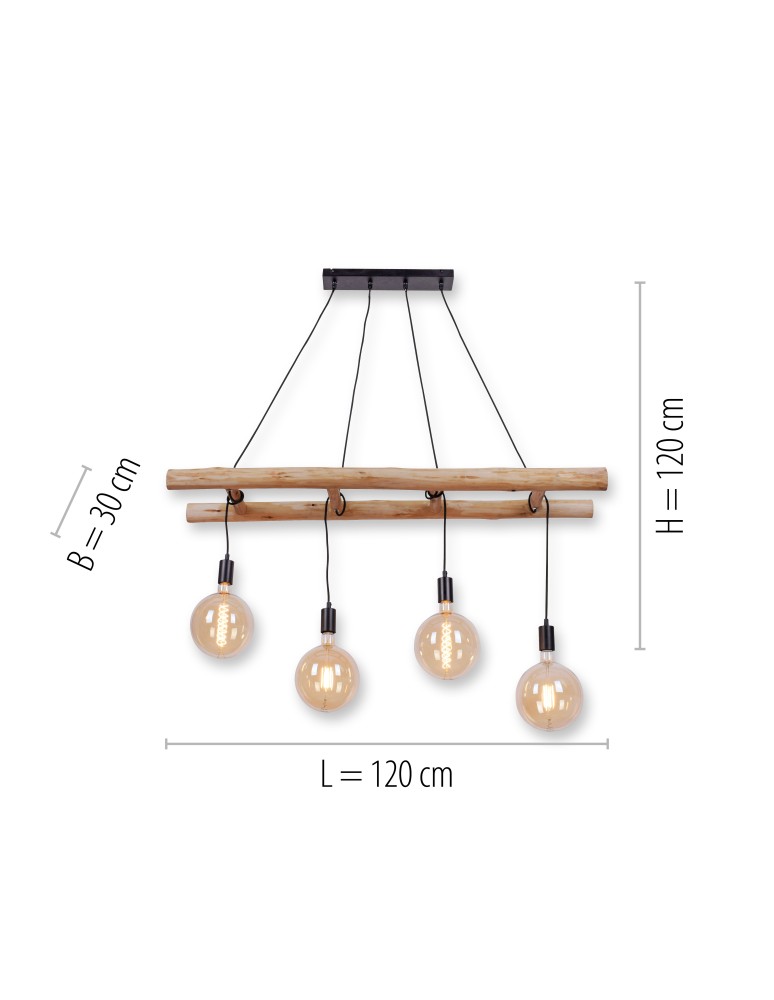 Paul Neuhaus Edgar Lampa Wisząca Czarny/Drewno 15025-18