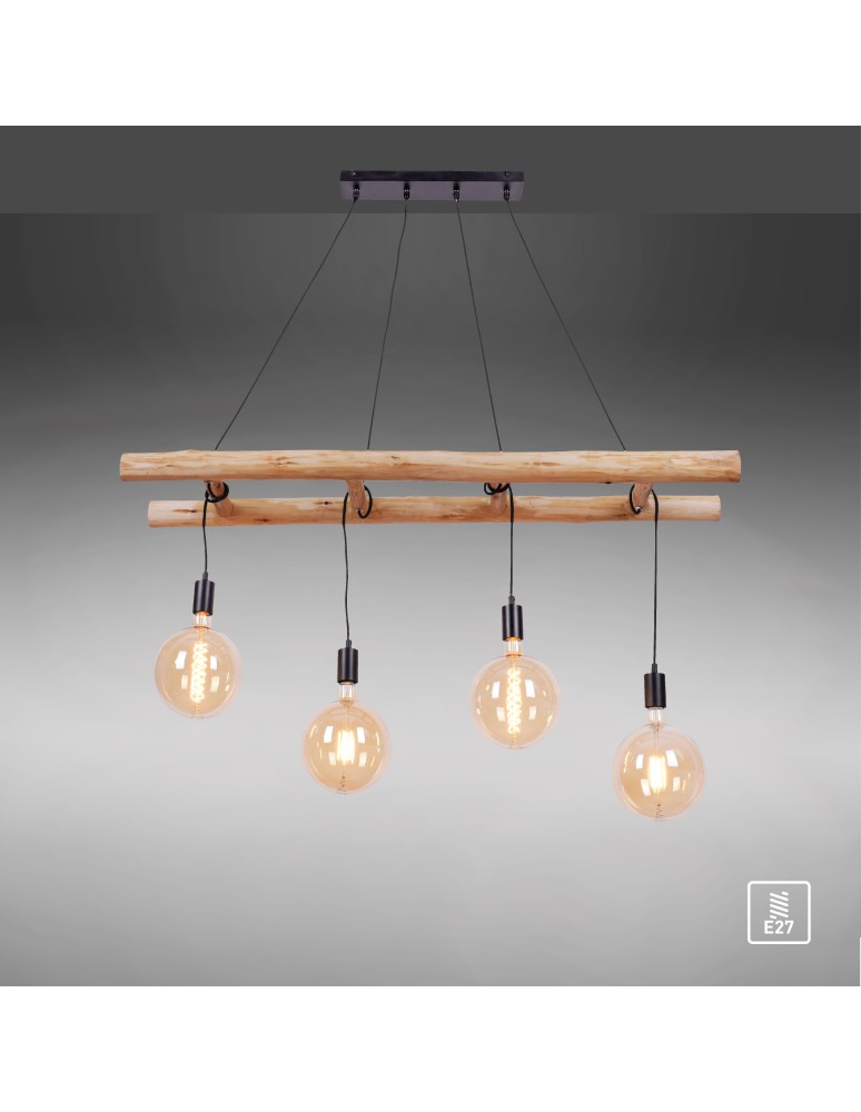 Paul Neuhaus Edgar Lampa Wisząca Czarny/Drewno 15025-18