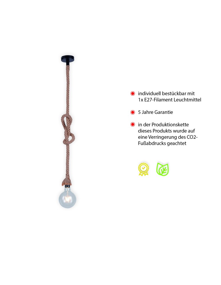 Paul Neuhaus Rope Lampa Wisząca Brązowy 15481-18