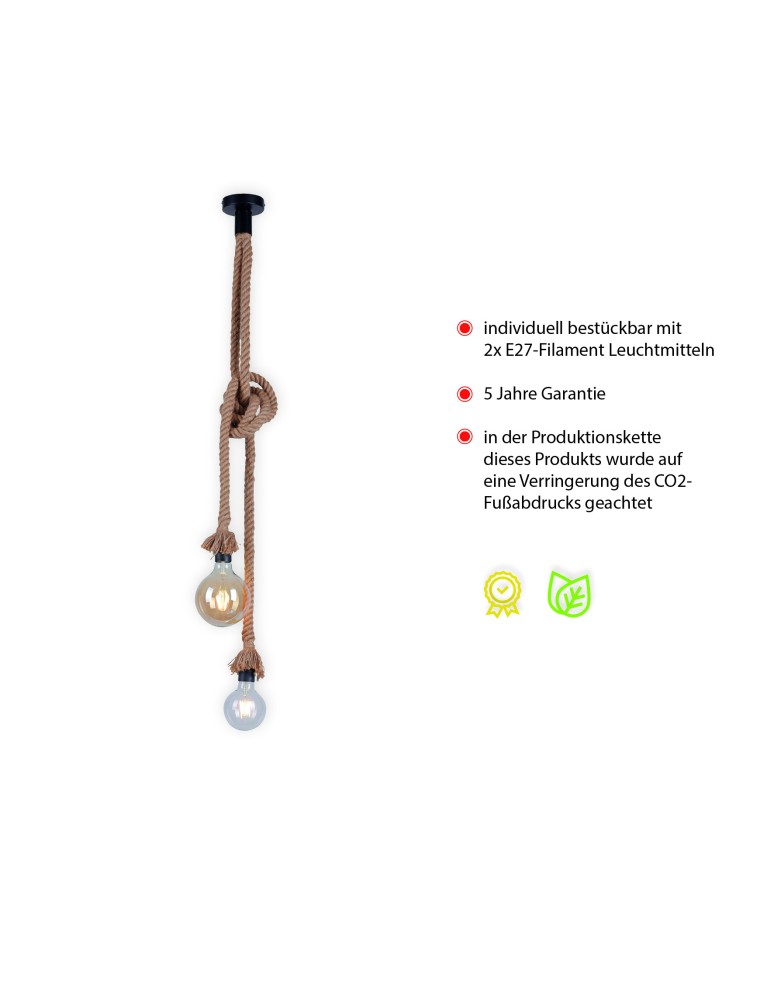 Paul Neuhaus Rope Lampa Wisząca Brązowy 15482-18
