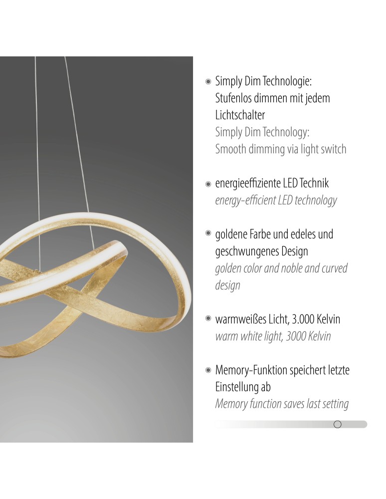 Paul Neuhaus Melinda Lampa Wisząca Złoty 8291-12