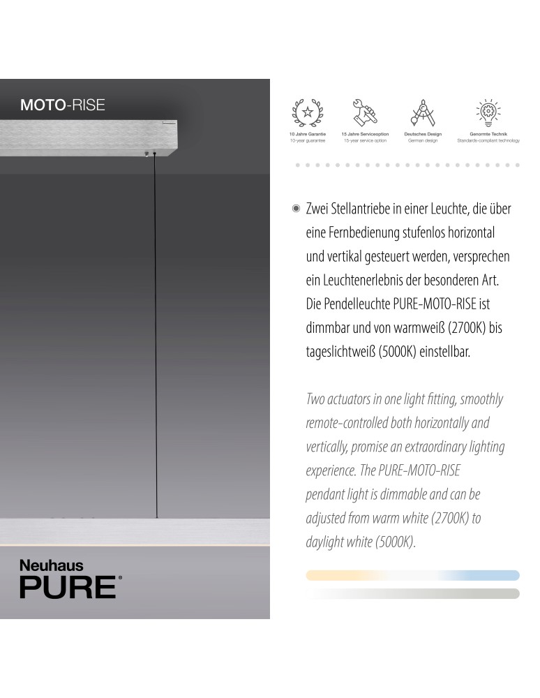 Paul Neuhaus Pure-Moto-Rise Lampa Wisząca Aluminium 2545-95