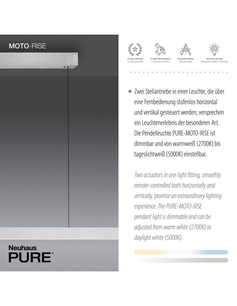 Paul Neuhaus Pure-Moto-Rise Lampa Wisząca Aluminium 2545-95