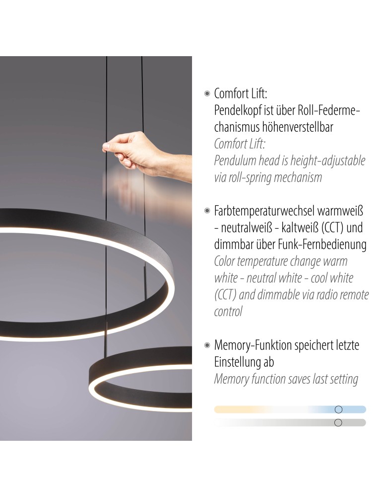 Paul Neuhaus Esko Lampa Wisząca Czarny 2360-18