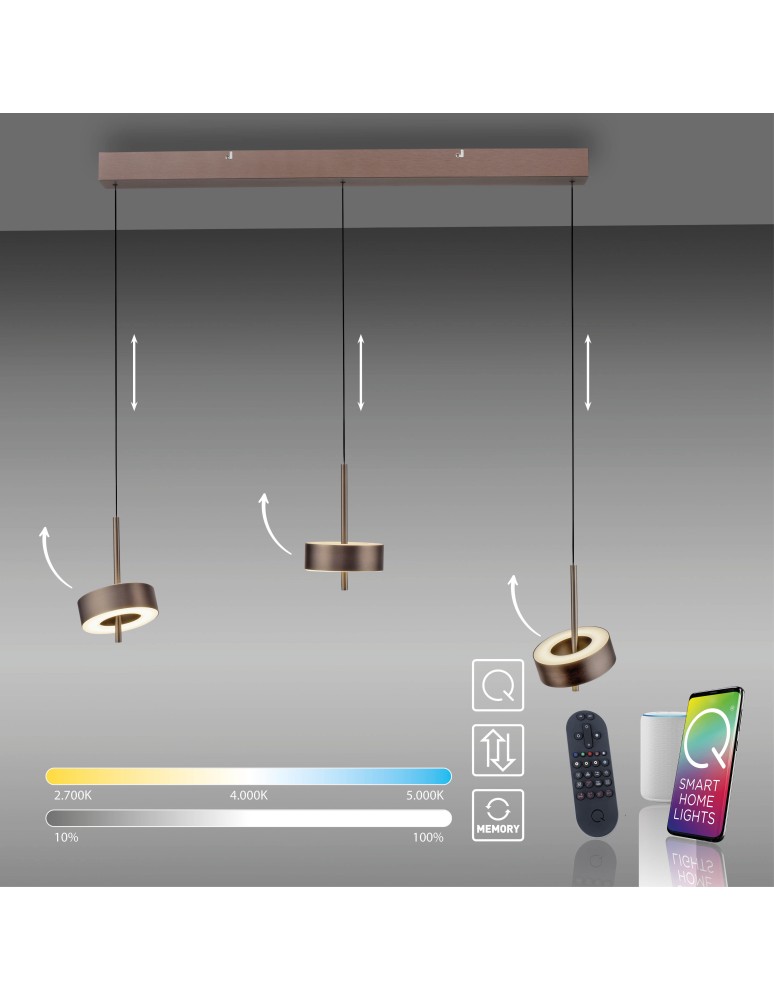 Paul Neuhaus Q-Rotate Lampa Wisząca Brązowy 2248-34