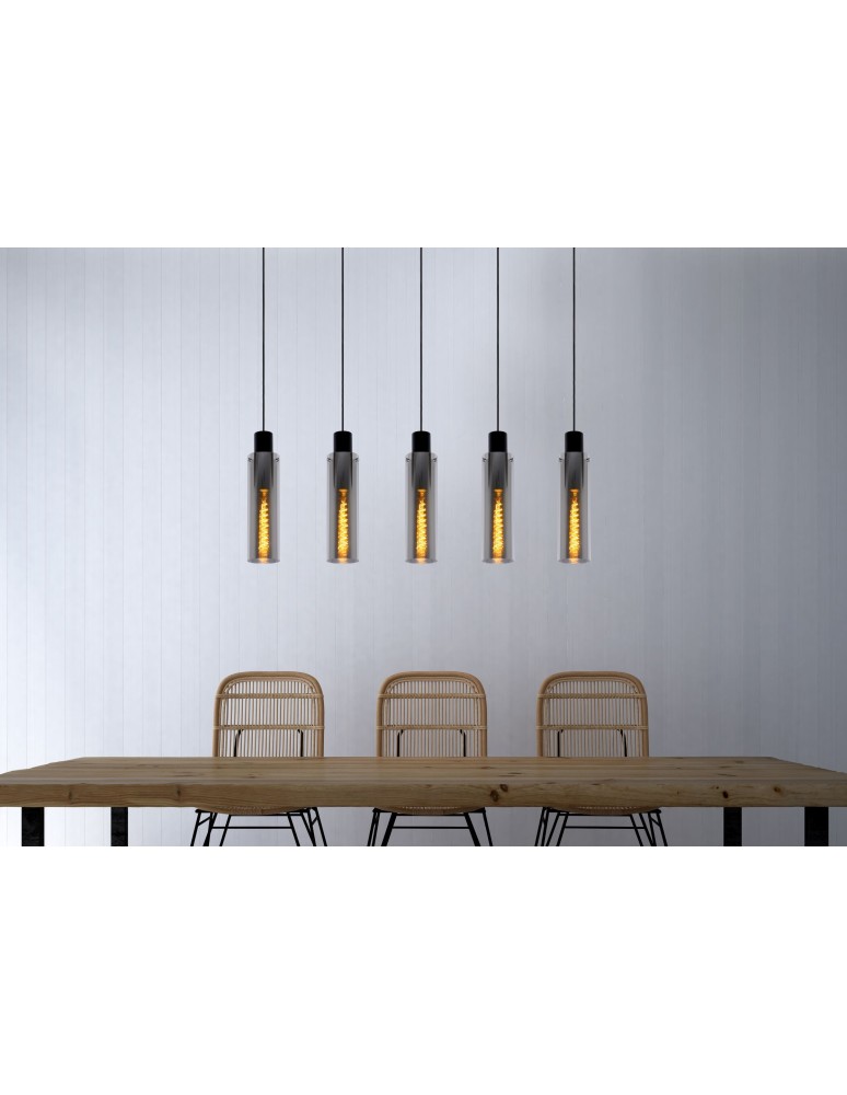 Pendant tube lamps - Lucide ORLANDO Pendant 5xE27 grey 74404/05/65 - product kolory-swiatla.pl 4