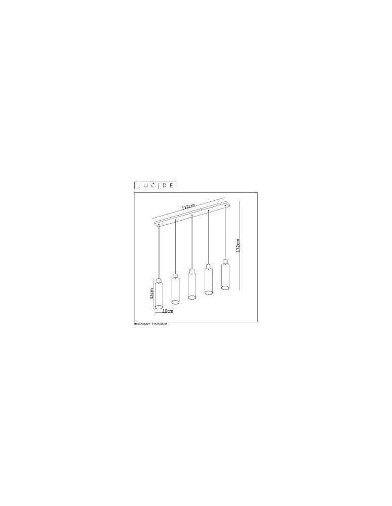 Pendant tube lamps - Lucide ORLANDO Pendant 5xE27 grey 74404/05/65 - product kolory-swiatla.pl 8