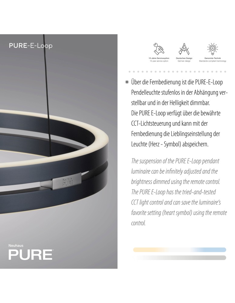 Paul Neuhaus Pure E-Loop Lampa Wisząca Szary 2550-15