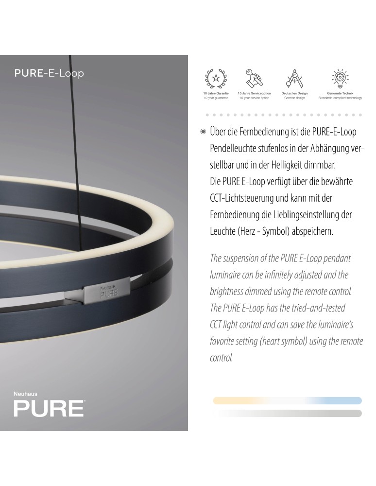 Paul Neuhaus Pure E-Loop Lampa Wisząca Szary 2550-15
