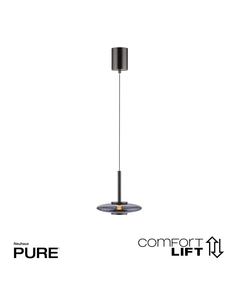 Paul Neuhaus Pure Vitrum Lampa Wisząca Szary 2053-15