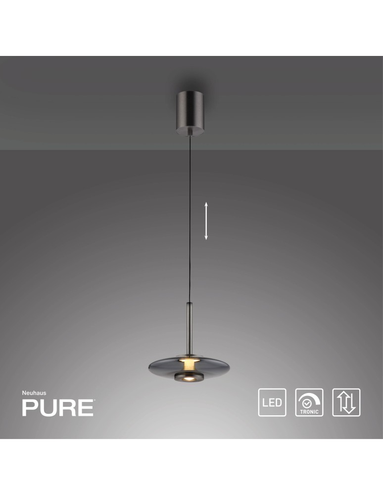 Paul Neuhaus Pure Vitrum Lampa Wisząca Szary 2053-15