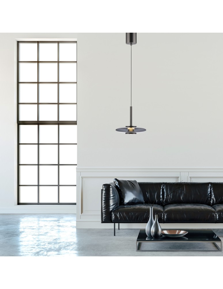 Paul Neuhaus Pure Vitrum Lampa Wisząca Szary 2053-15