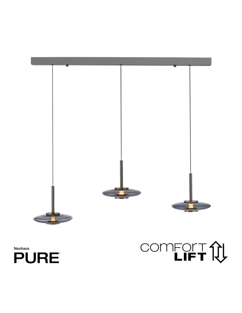 Paul Neuhaus Pure Vitrum Lampa Wisząca Szary 2083-15