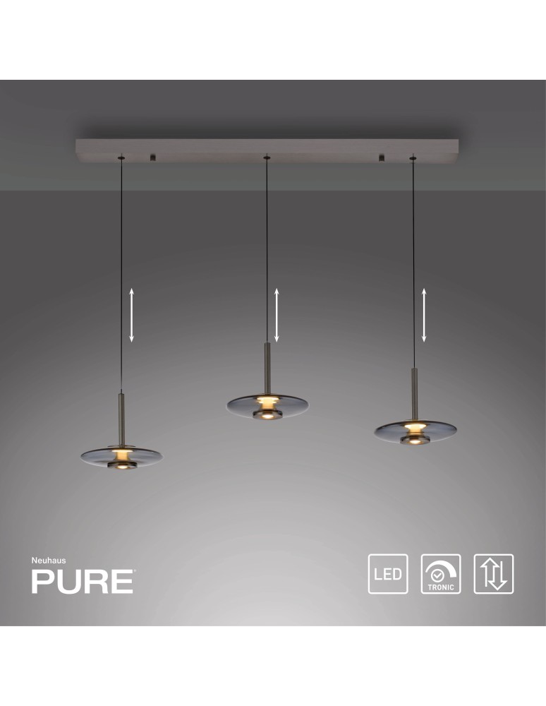 Paul Neuhaus Pure Vitrum Lampa Wisząca Szary 2083-15