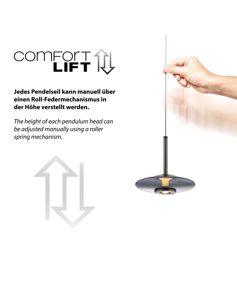 Paul Neuhaus Pure Vitrum Lampa Wisząca Szary 2083-15
