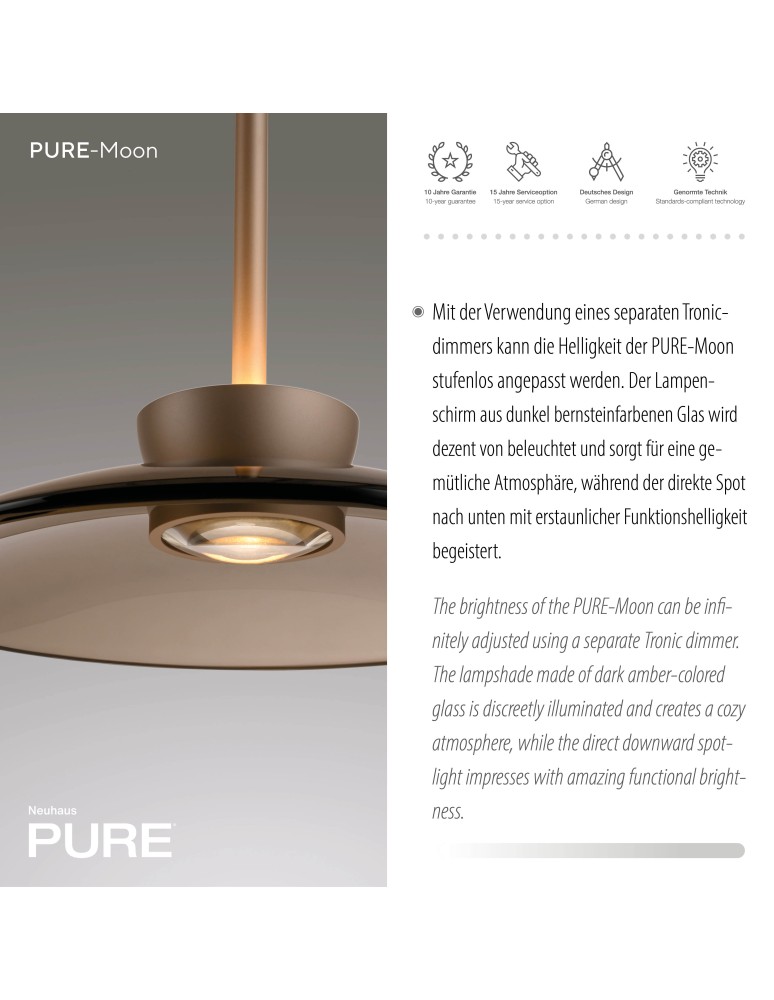 Paul Neuhaus Pure Moon Lampa Wisząca Brązowy 2191-97