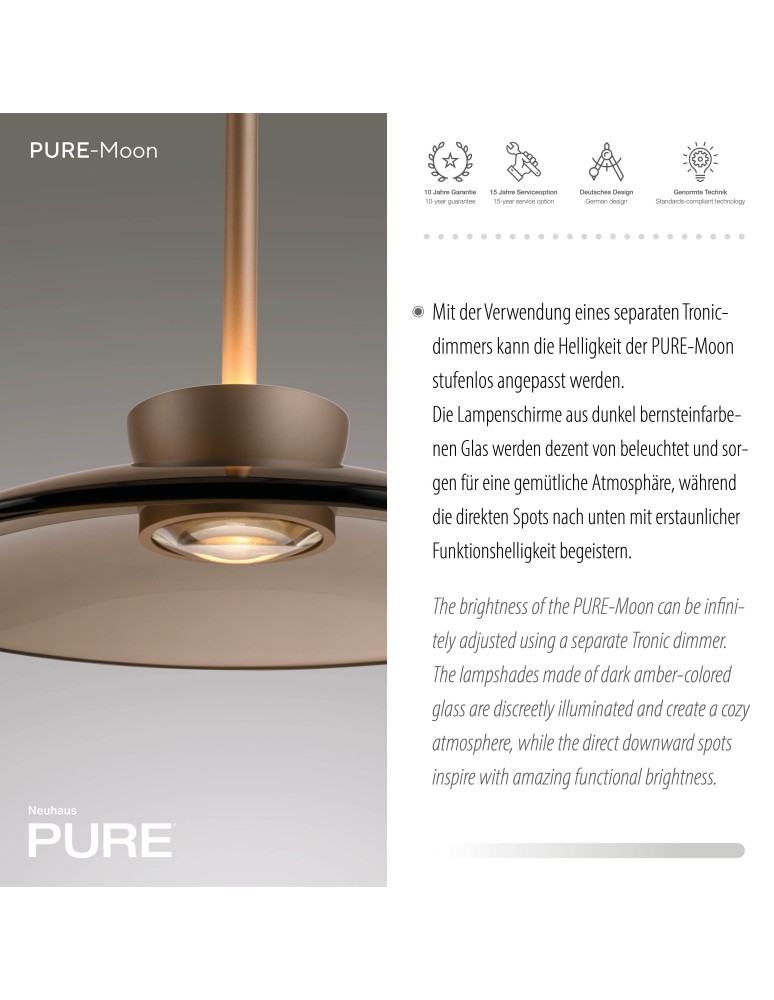 Paul Neuhaus Pure Moon Lampa Wisząca Brązowy 2193-97