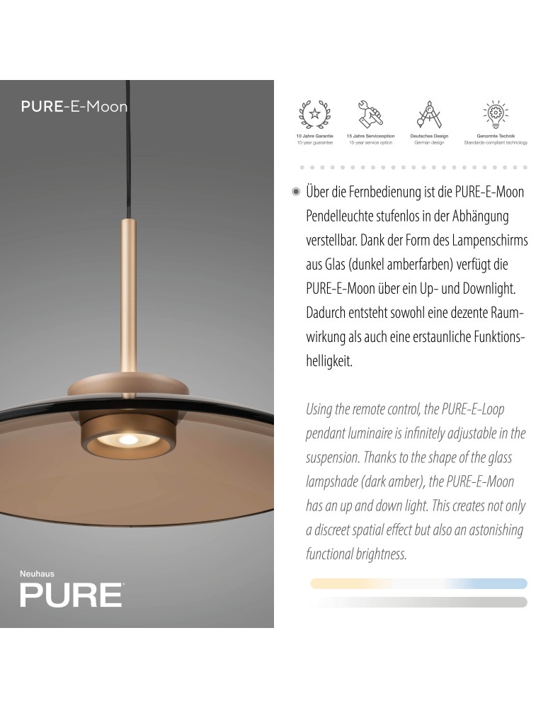 Paul Neuhaus Pure E-Moon Lampa Wisząca Brązowy 2195-97
