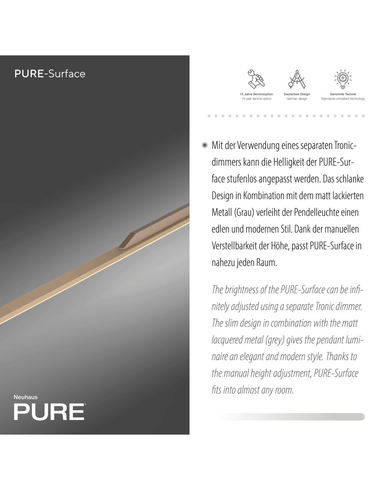 Paul Neuhaus Pure Surfa Lampa Wisząca Brązowy 2302-97