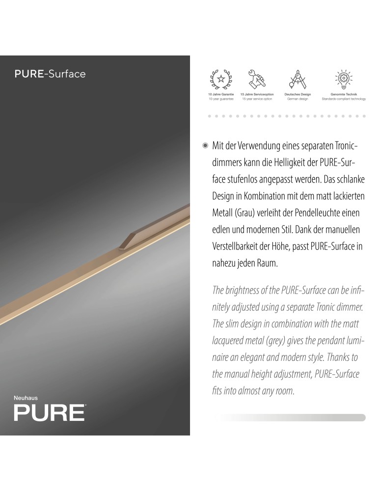 Paul Neuhaus Pure Surfa Lampa Wisząca Brązowy 2302-97