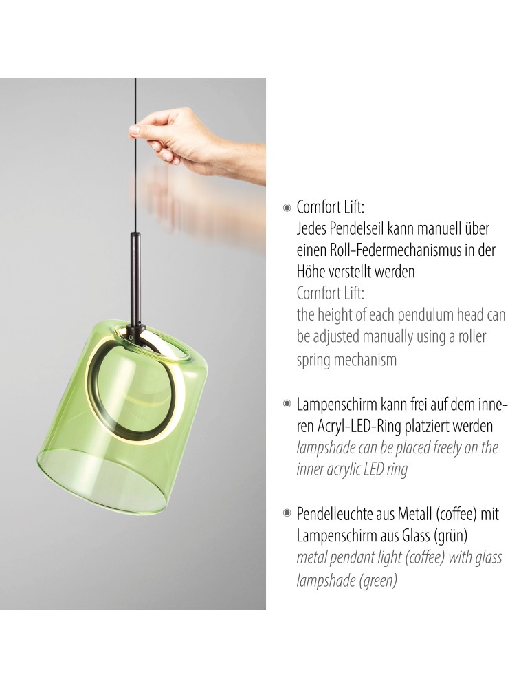 Paul Neuhaus Zula Lampa Wisząca Brązowy/Zielony 2541-43