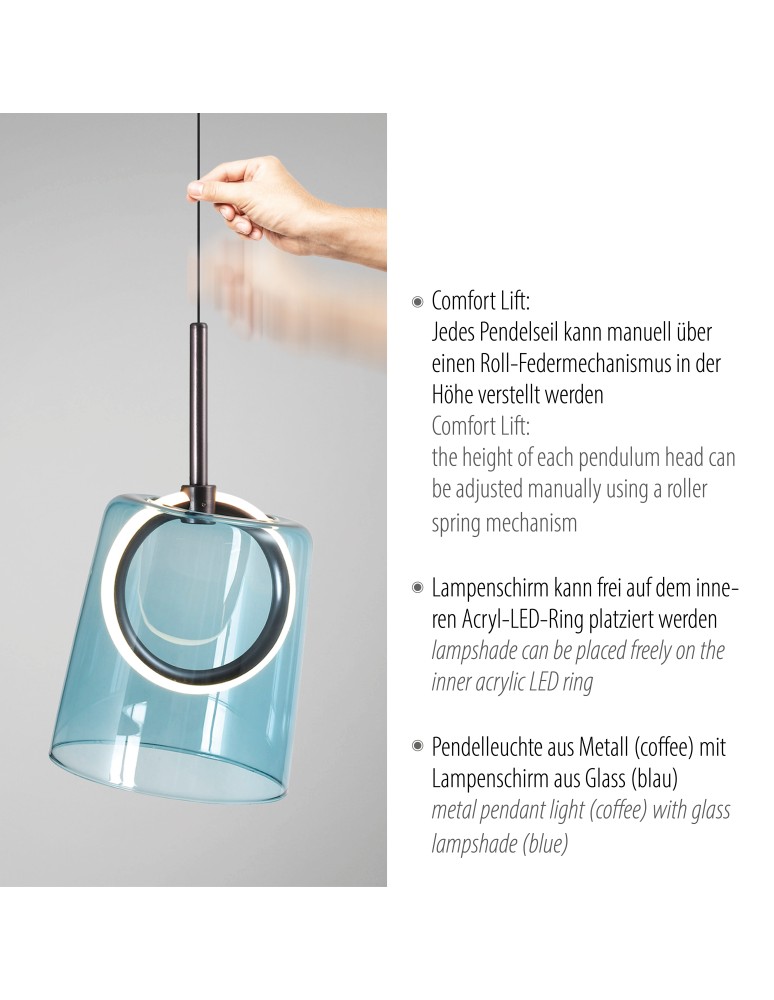 Paul Neuhaus Zula Lampa Wisząca Brązowy/Niebieski 2541-56