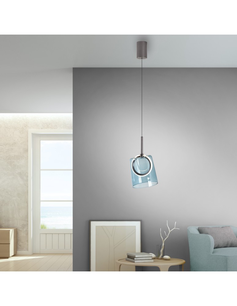 Paul Neuhaus Zula Lampa Wisząca Brązowy/Niebieski 2541-56