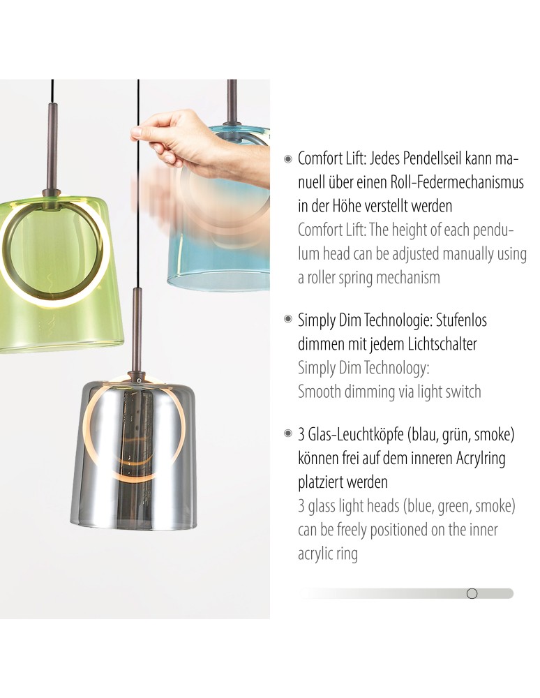 Paul Neuhaus Zula Lampa Wisząca Multikolor 2543-70