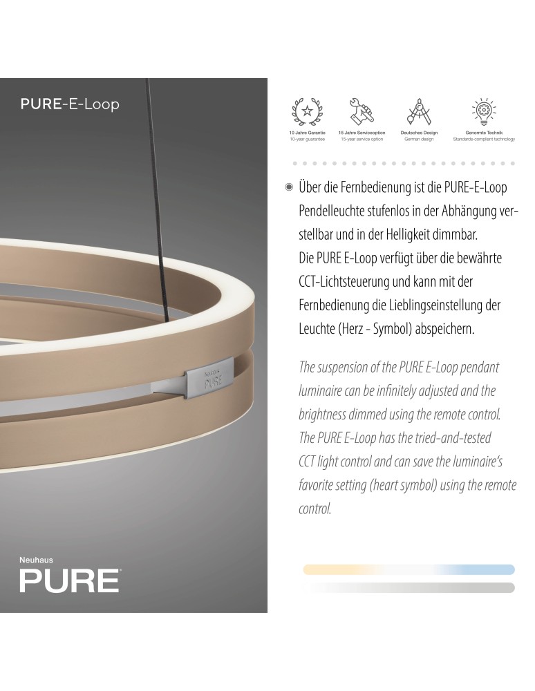 Paul Neuhaus Pure E-Loop Lampa Wisząca Matowy Mosiądz 2550-60