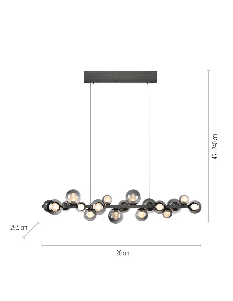 Paul Neuhaus Pure E-Popup Lampa Wisząca Szary 2557-15