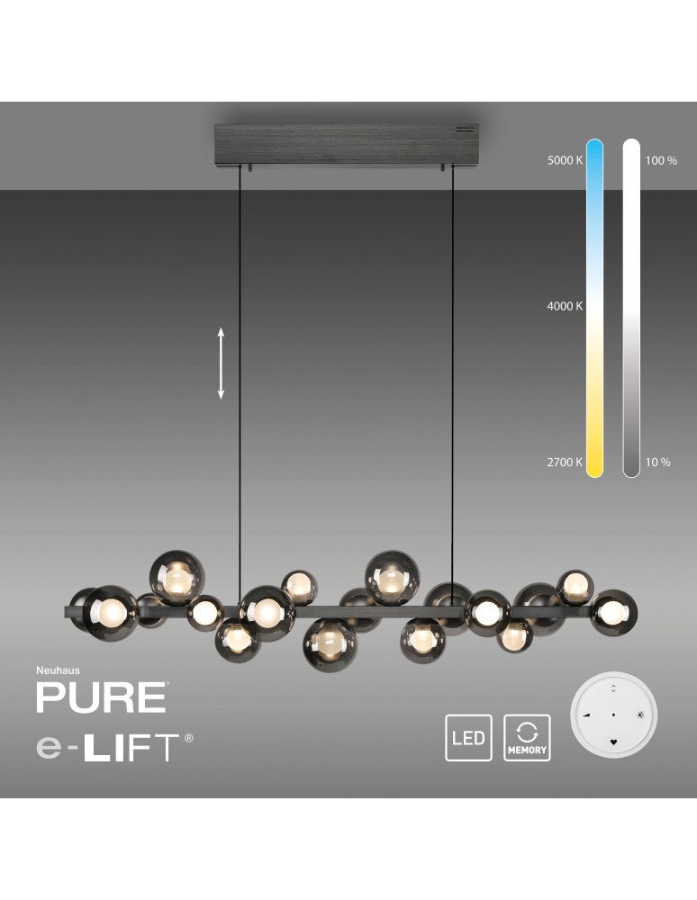 Paul Neuhaus Pure E-Popup Lampa Wisząca Szary 2557-15