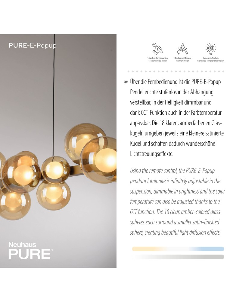 Paul Neuhaus Pure E-Popup Lampa Wisząca Złoty 2557-97