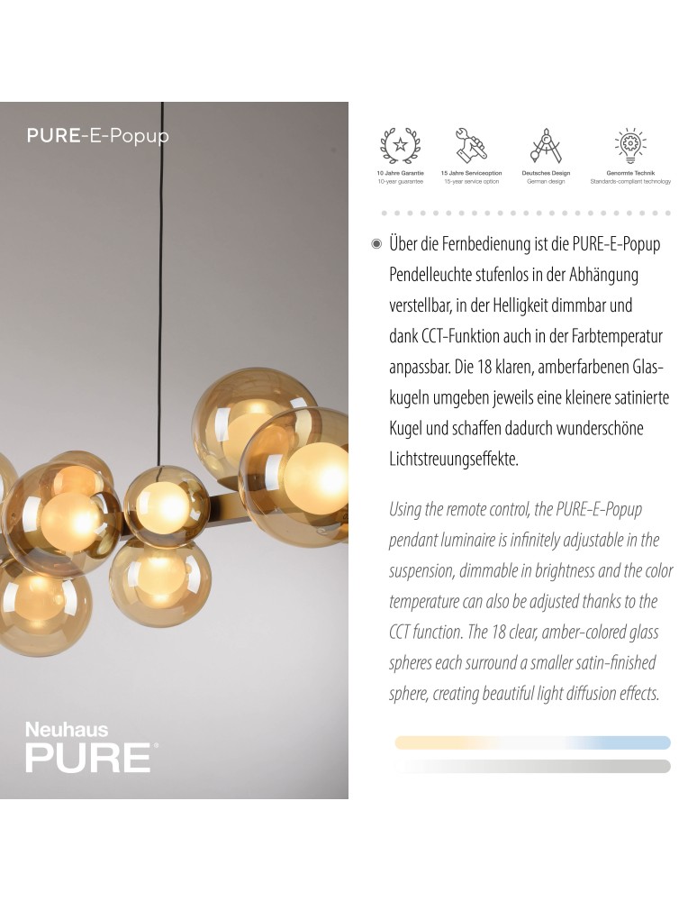Paul Neuhaus Pure E-Popup Lampa Wisząca Złoty 2557-97