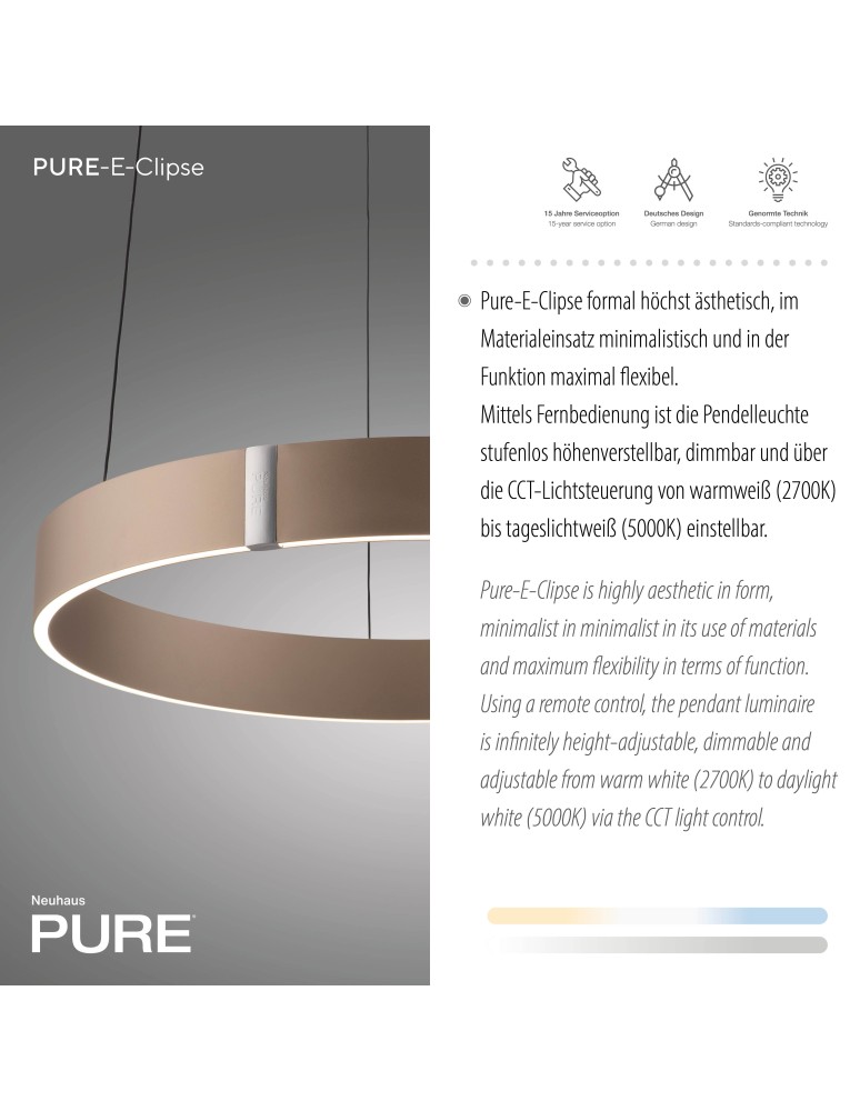 Paul Neuhaus Pure E-Clipse Lampa Wisząca Brązowy 2560-97