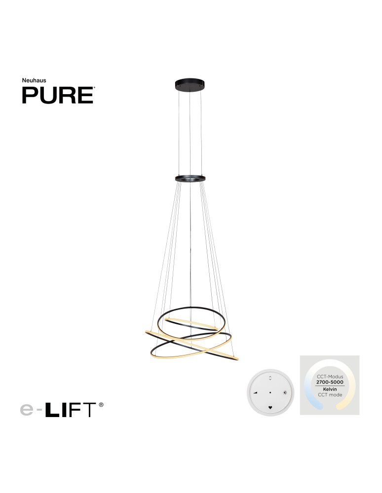 Paul Neuhaus Pure E-Flying Rings Lampa Wisząca Szary 2566-15