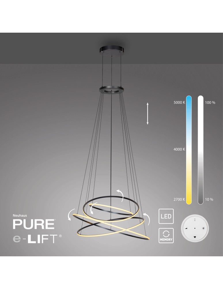 Paul Neuhaus Pure E-Flying Rings Lampa Wisząca Szary 2566-15