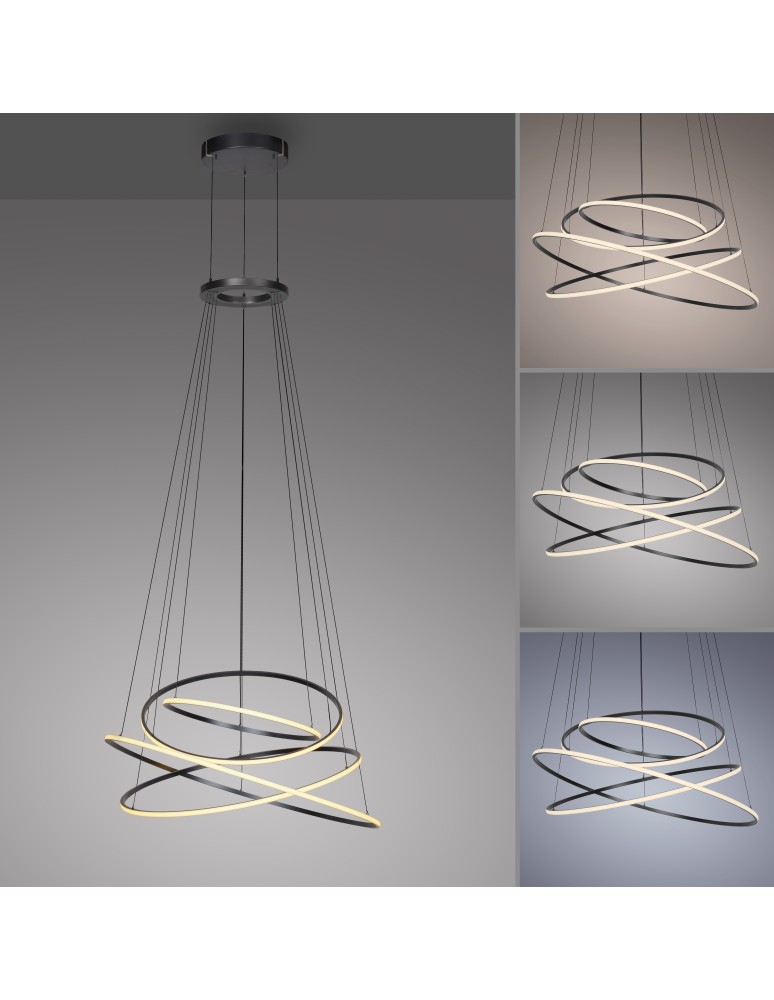 Paul Neuhaus Pure E-Flying Rings Lampa Wisząca Szary 2566-15