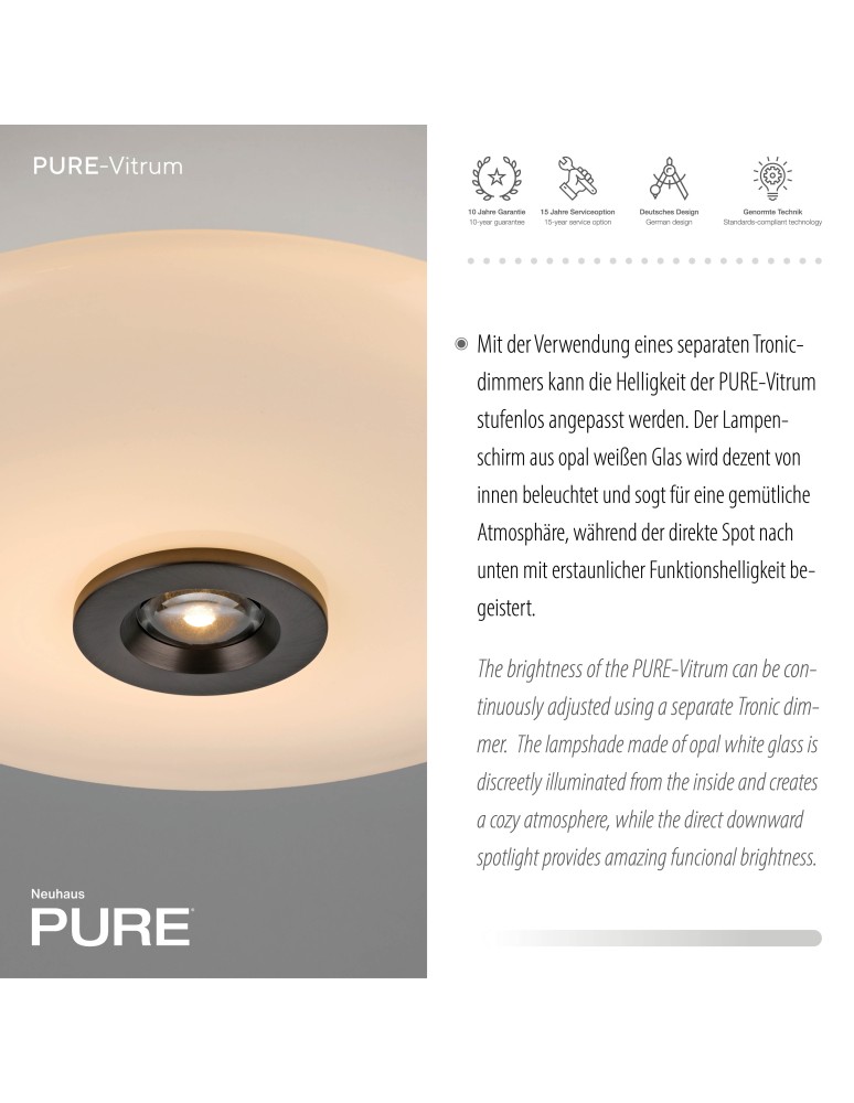 Paul Neuhaus Pure Vitrum Lampa Sufitowa Ciemnometalowo-Brązowy 6083-34