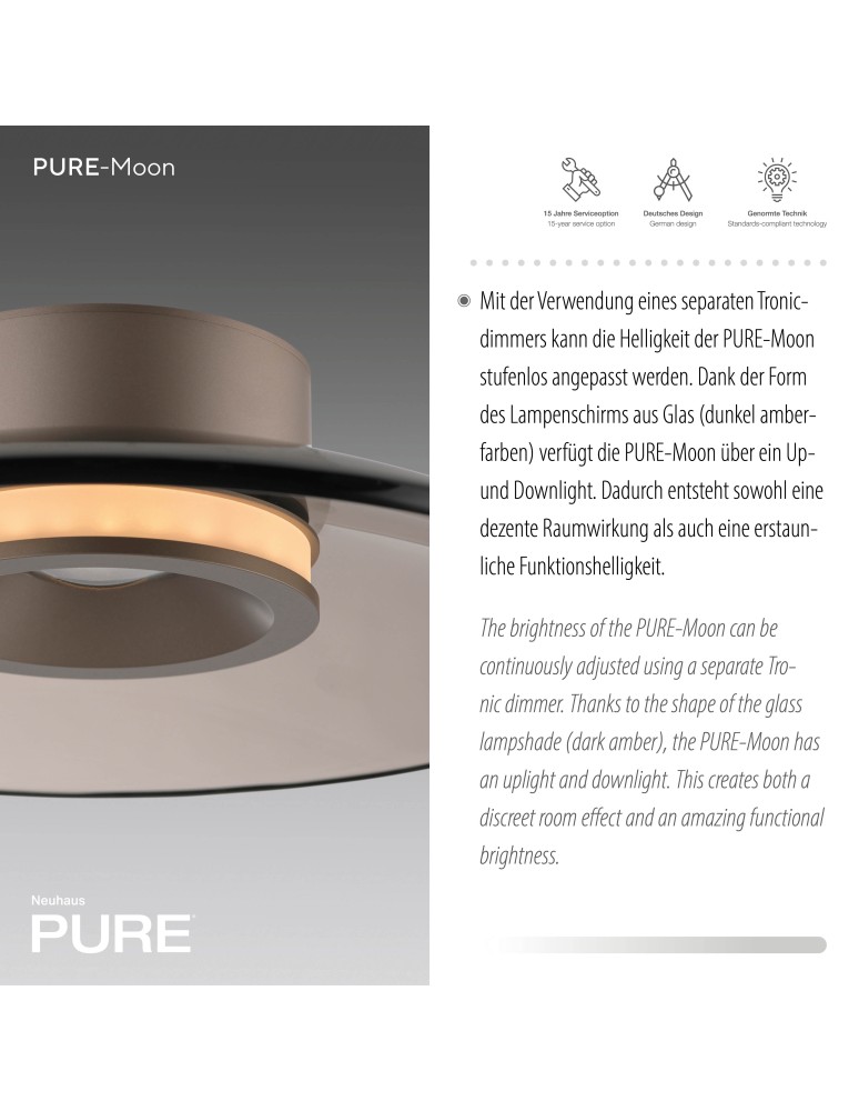 Paul Neuhaus Pure Moon Lampa Sufitowa Brązowy 6094-97