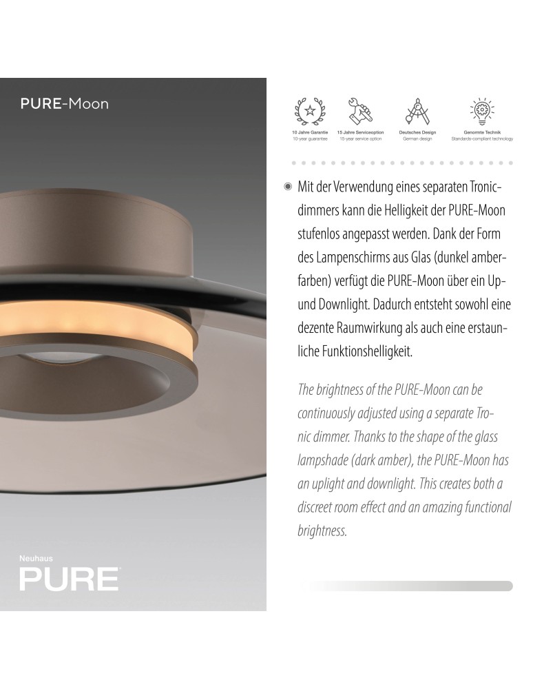 Paul Neuhaus Pure Moon Lampa Sufitowa Brązowy 6094-97