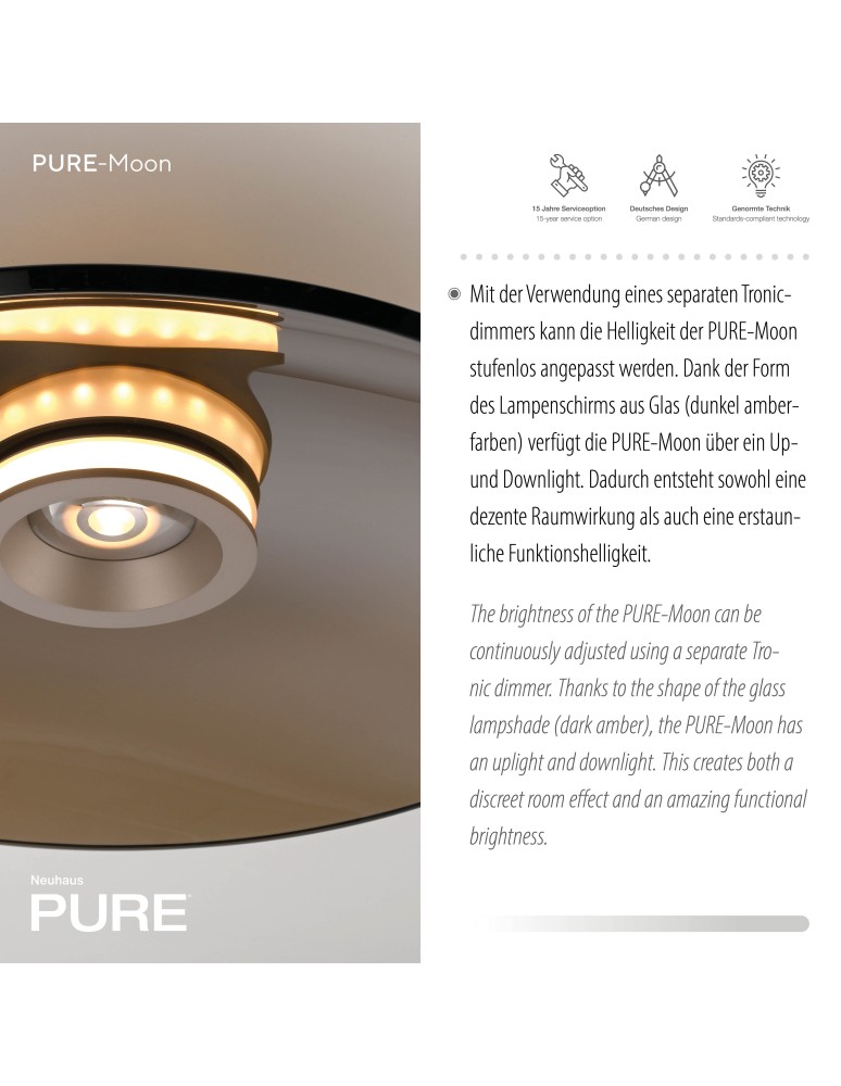 Paul Neuhaus Pure Moon Lampa Sufitowa Brązowy 6095-97