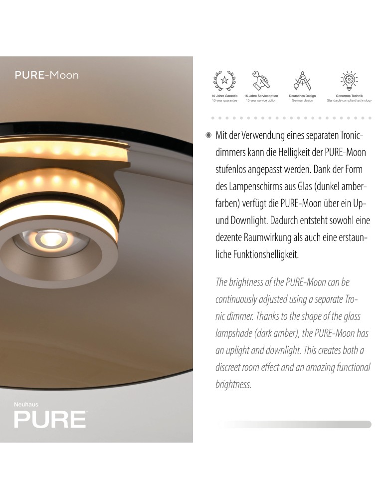 Paul Neuhaus Pure Moon Lampa Sufitowa Brązowy 6095-97