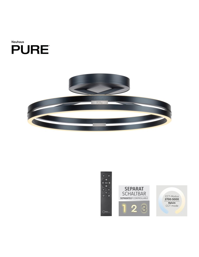 Paul Neuhaus Pure Loop Lampa Sufitowa Szary 6552-15