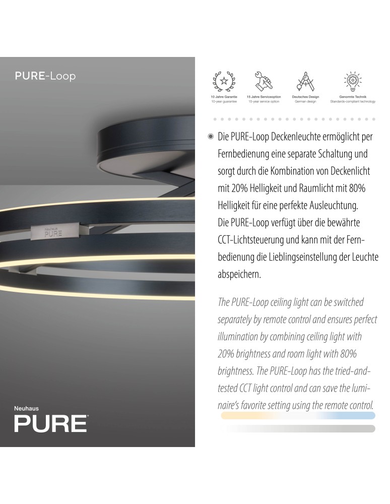 Paul Neuhaus Pure Loop Lampa Sufitowa Szary 6552-15