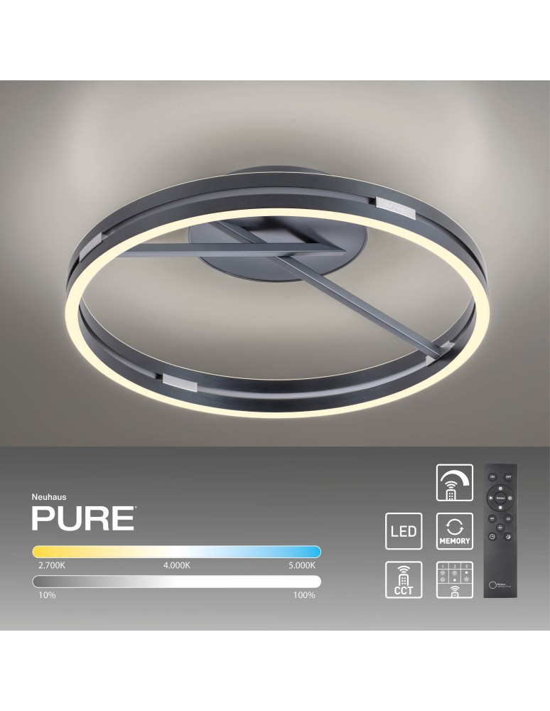 Paul Neuhaus Pure Loop Lampa Sufitowa Szary 6552-15