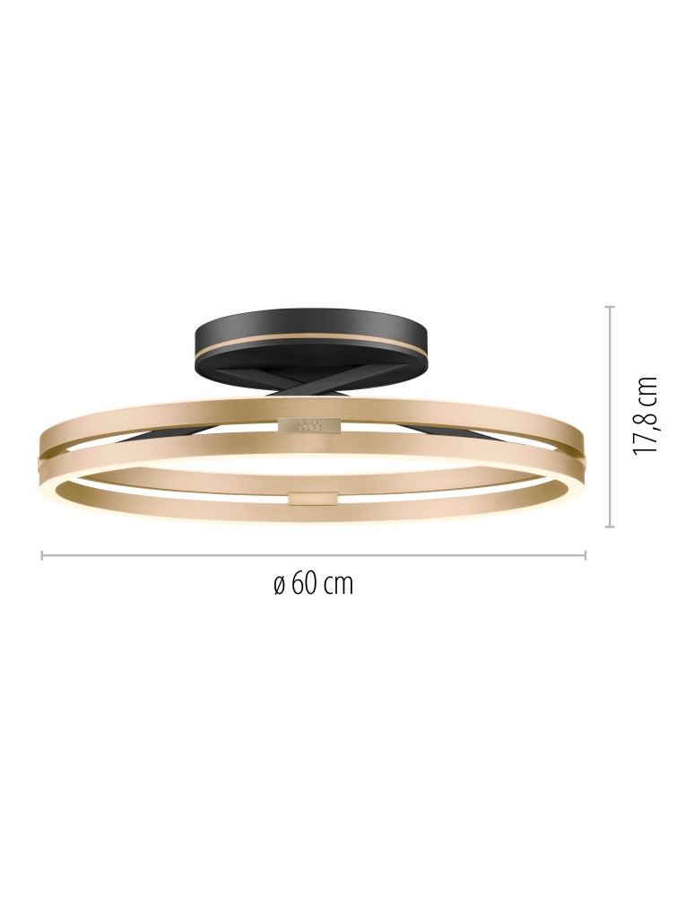 Paul Neuhaus Pure Loop Lampa Sufitowa Czarny/Matowy Mosiądz 6552-68