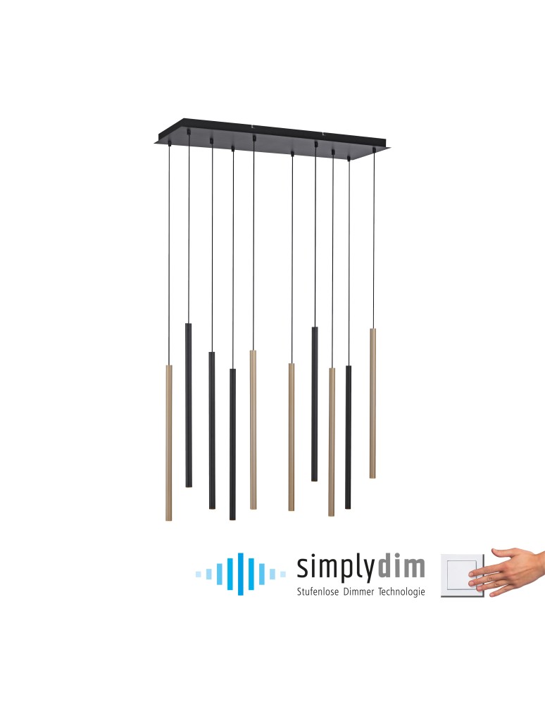 Paul Neuhaus Flute Lampa Wisząca Matowy Mosiądz/Czarny 2110-18